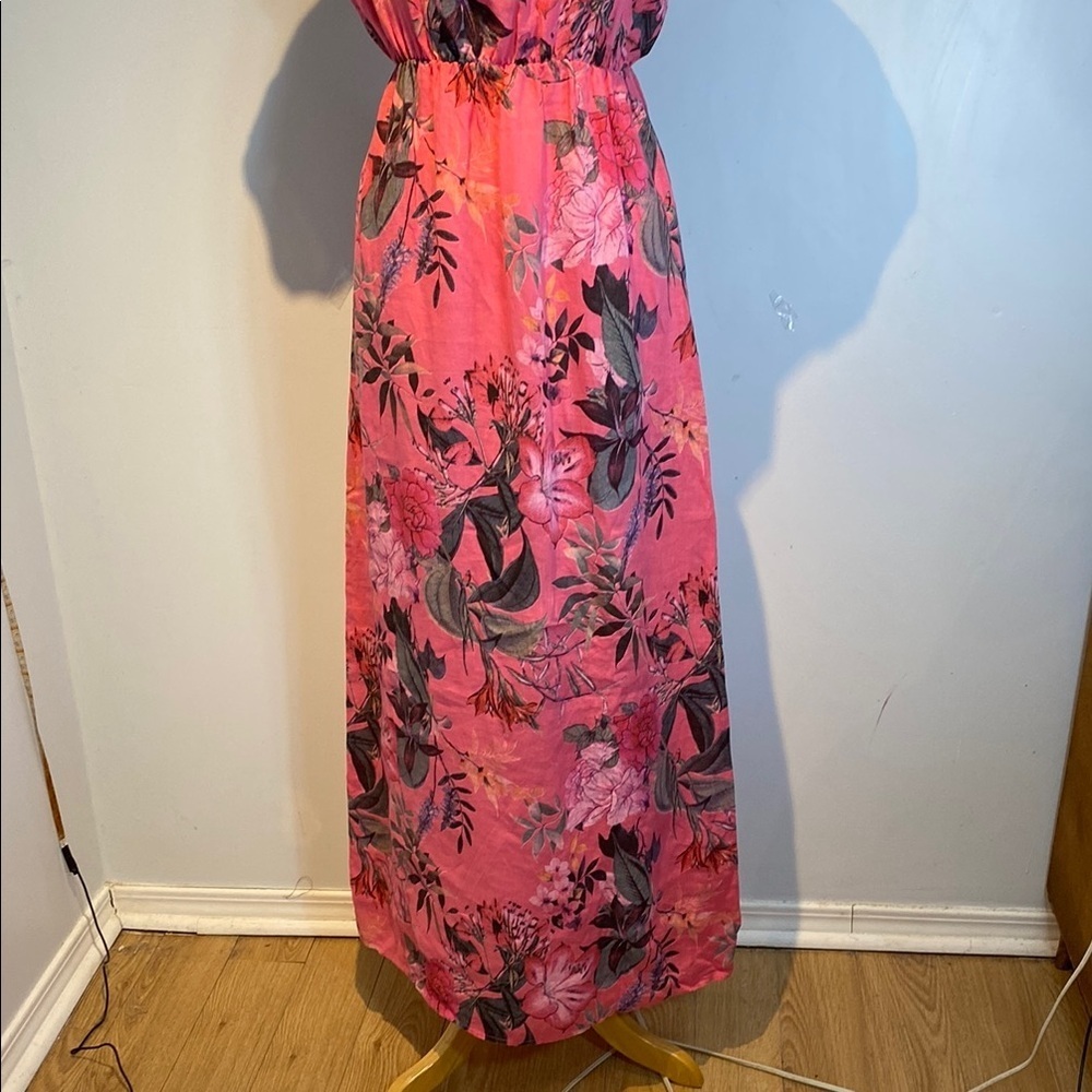 Marisa & Marie 100% linen puff sleeve maxi dress floral size small NWT - Picture 11 of 14